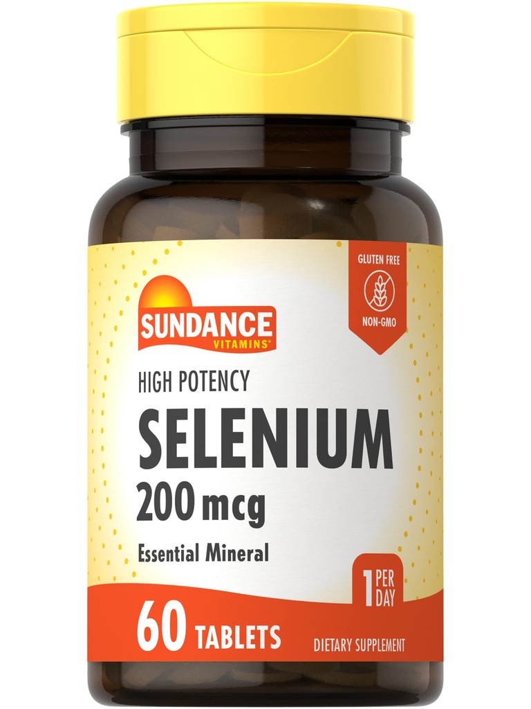 Sundance Selenium 200mcg | 60 Tabletler | Yüksek Potency Formula | Vejetaryen, Non-GMO ve Gluten Free Essential Mineral Supplement Supplement
