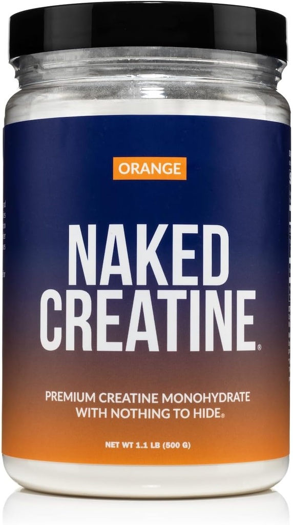 NAKED Pure Micronized Orange Kretine Monohidrat - 36 Hizmet - 500 Grams, 1.1Lb Bulk, Vegan, Non-GMO, Gluten Free, Soy Free. Aid Strength Gains, Nomixs