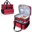 CURMIO Çift Katmanları Pill Şişe Organizer Bag Boş, Tıp Organize Deposu Kilitli Tuvaletler, İlaçlar Prescription Şişes, Medical Materials, Red (Patent Design)