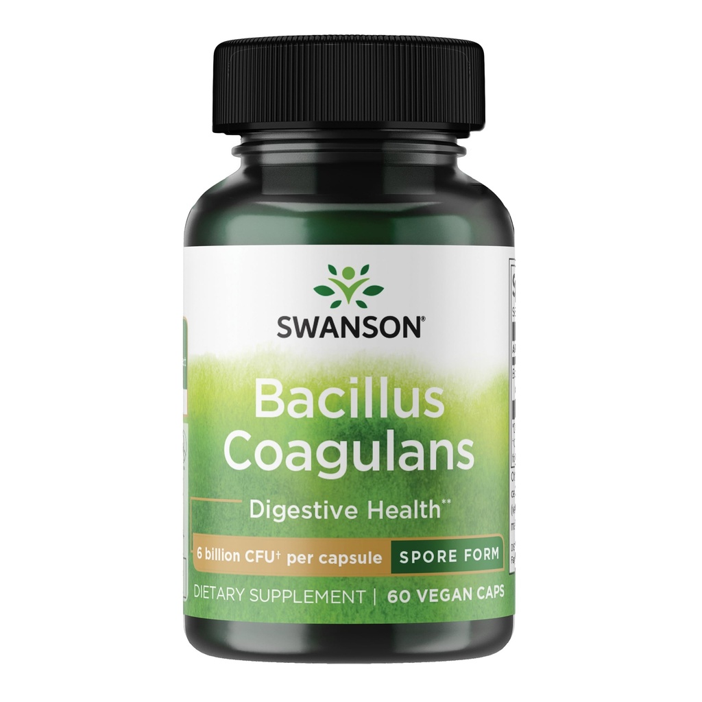 Swanson Bacillus Coagulans Spore-Form Probiyotik for Yetişkinler Seeking Raf-Stable Digestive Support with 6 Milyar CFU - Asit-Resistant (60 Vegan Capsules)
