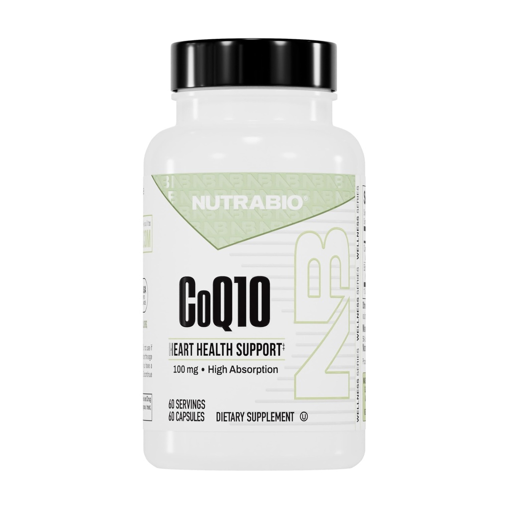 NutraBio CoQ10 Diyetsel Tamam, Sağlıklı Kalp Fonksiyonlu ve Hücre Enerji Üretimi, 100 mg - 60 Capsules