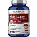 NusaPure Magnolia Bark 20:1 Ekstraksiyon, 250 mg 5000 mg 200 Vegan Vegetarian Capsules Non-GMO