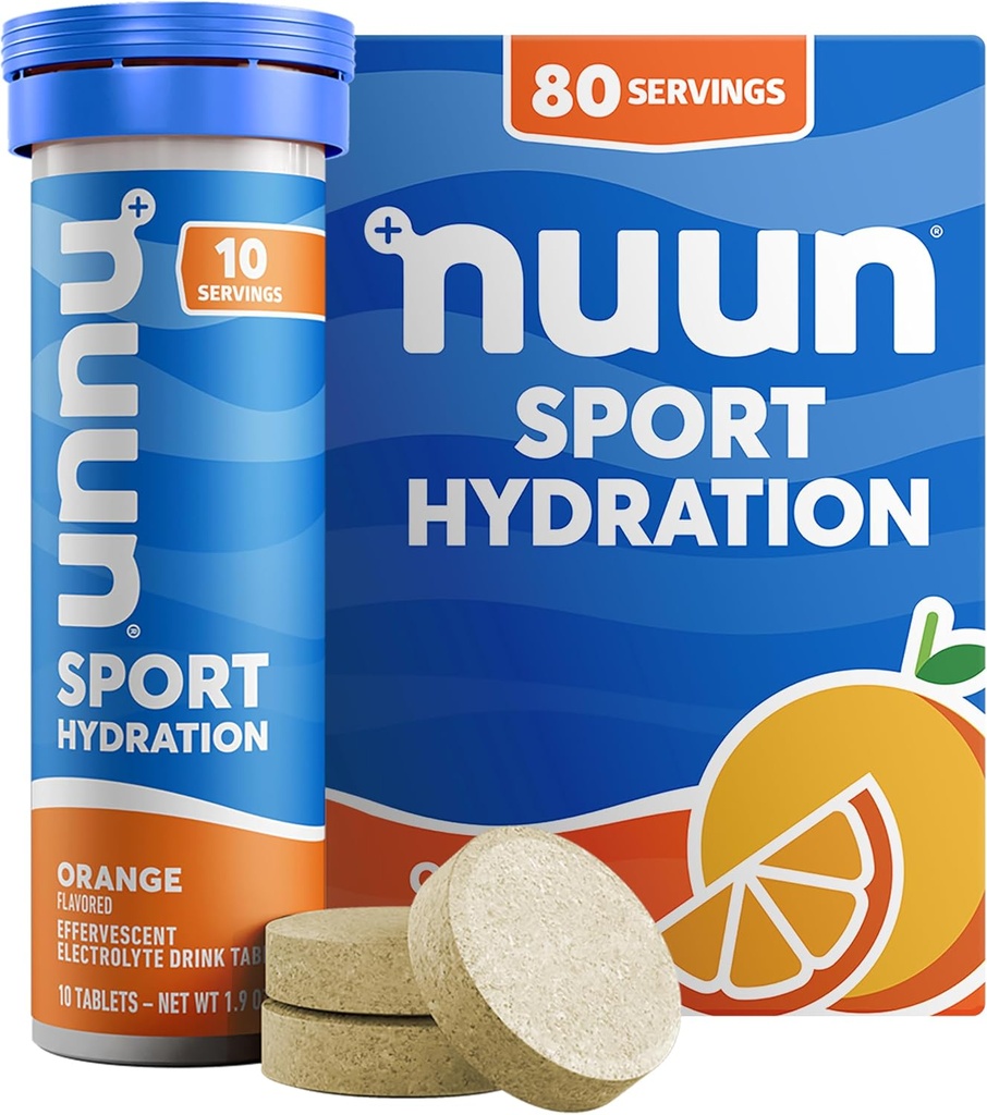 Nuun Sport Electrolyte Tabletleri, Magnezyum, Pyum, Chloride & sodyum, Gluten Free & Vegan, Orange, 8 Pack (80 Toplamı)