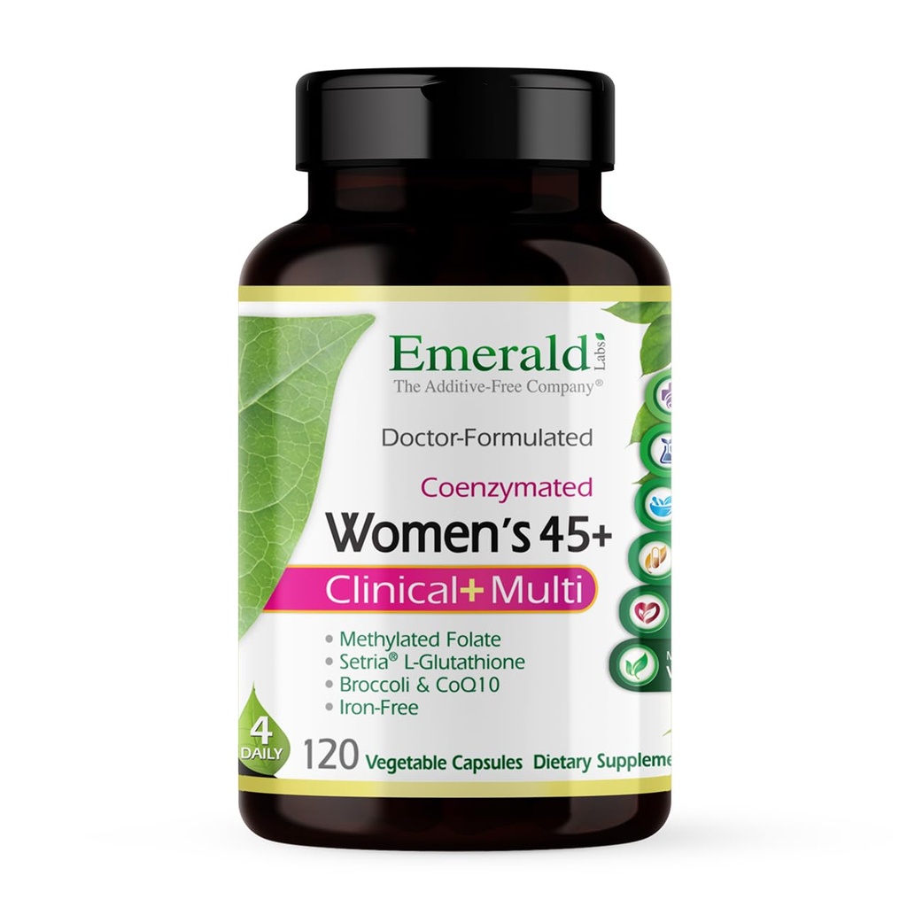 Emerald Laboratuvarlar Kadınlar 45+ Klinik Multi - Kapsamlı Destek, Bone & Heart Health * - Kadınlar için Tasarlanmış 45+ - Gluten-Free & Vegetarian - 120 Sebze Kapsülleri (30-Day Supply)