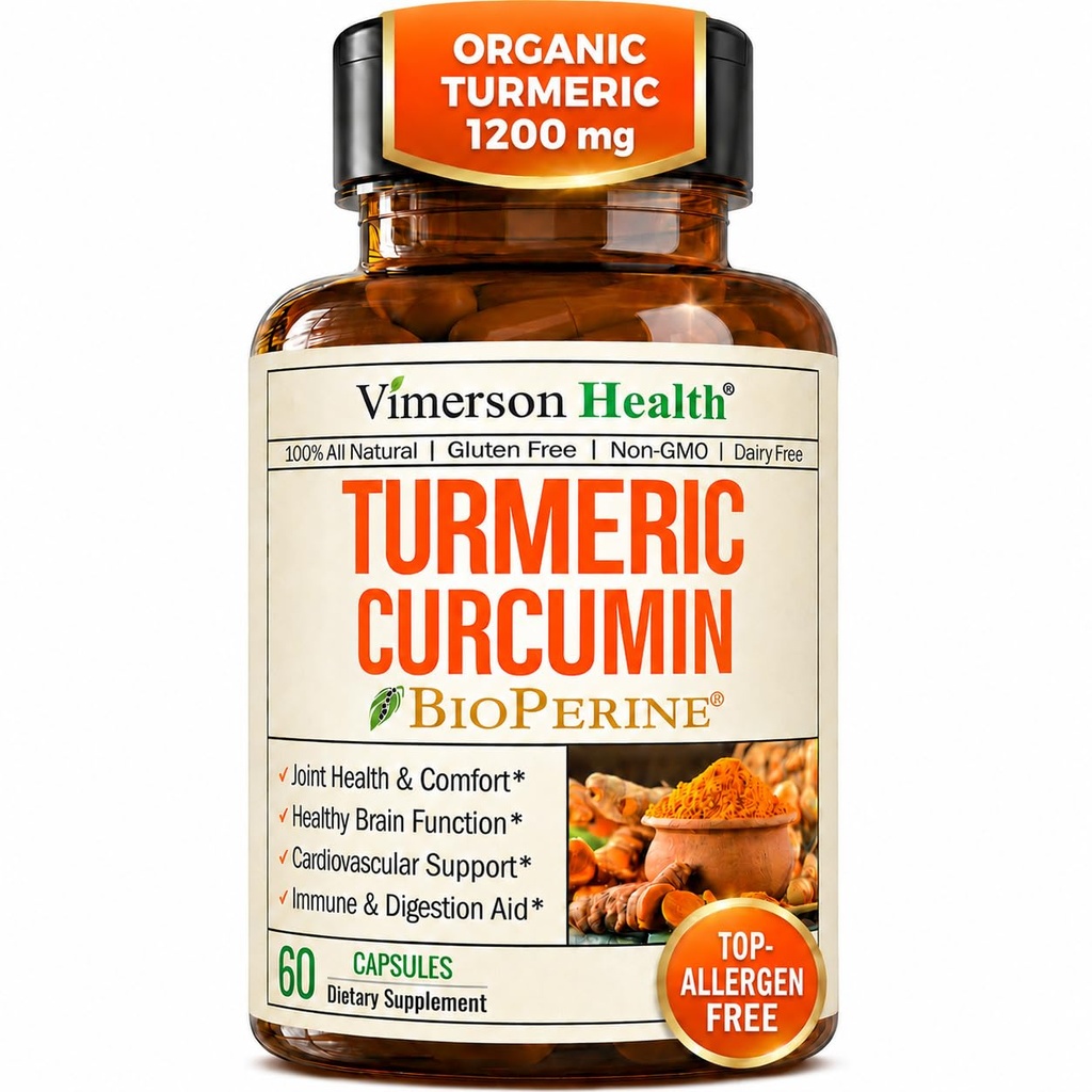 Turmeric Curcumin Supplement - 1200 mg Organik Turmeric + Tumeric Extract (% 95 Curcuminoids) Ortak Destek & Digestive Health - Turmeric Supplement - Pure Curcumin with Black Pepper - 60 Capsules