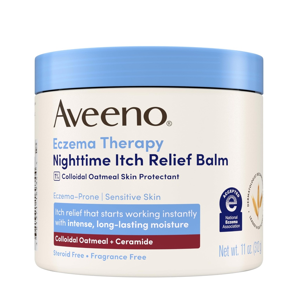 Aveeno Eczema Terapi Gecesi Itch Relief Balm, Eczema Cream for Body, Moisturing Colloidal Oatmeal & Ceramid Formula, Fragrance Free, Soothing Kuru Itchy Skin, 11 fl oz