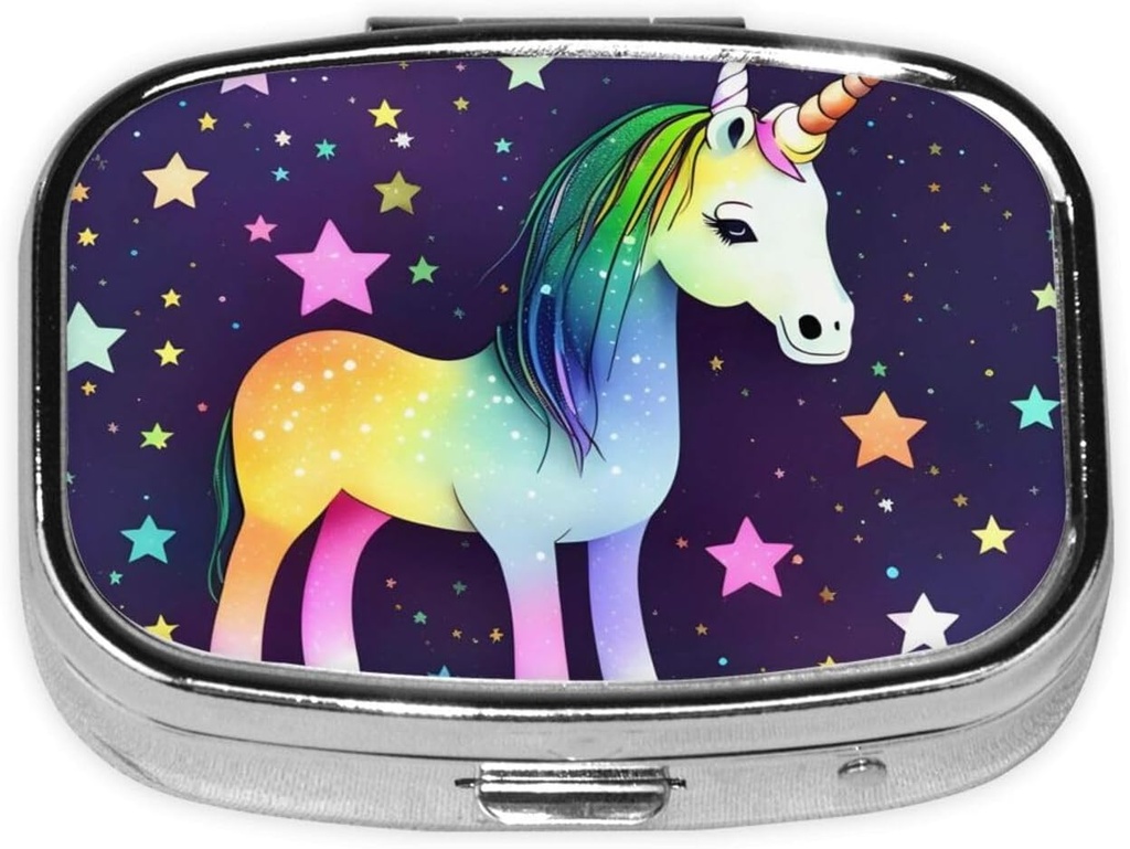 Pill Box, Purse & Pocket için Küçük Pill Vakası, Cute Medicine Organizer Seyahat Pillbox, Portatif Pill Konteynerleri Vitaminler, İlaçlar, Fish Oil ve Supplements,One-Horse Star
