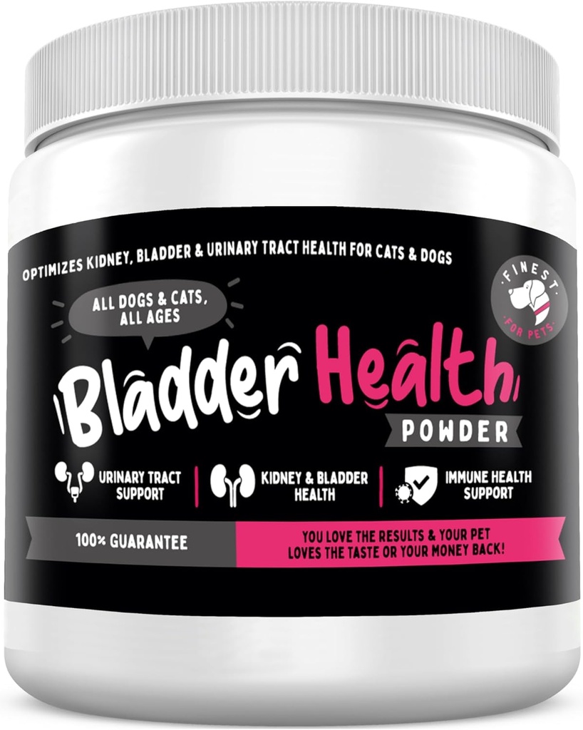 Finest For Pets Bladder Health Dog & Cat UTI Remedy - Cranberry Supplement for Pet, Bladder, Kidney Support & Urinary Tract Health Powder with Cranberry & D-Mannose (120g - 120 Scoops)