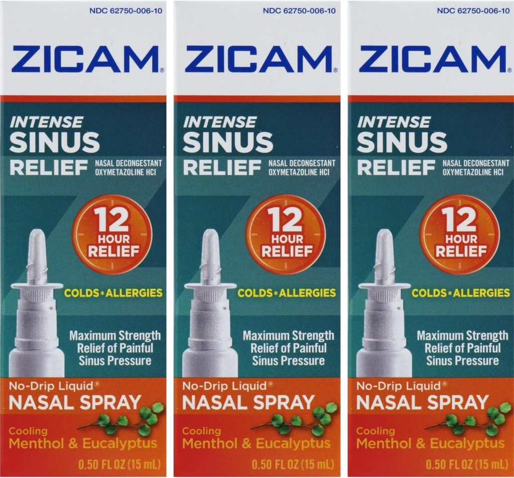Zicam Intense Sinus Relief, Soğutma Menthol & Eucalyptus Pump 0,5 fl oz (Quantity of 3)