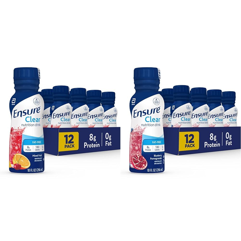 Clear Nutrition Drink, 0g Fat, 8g protein, Karma Meyve & Blueberry Pomegranate Flavors, 10 Fl Oz, 12 Paket