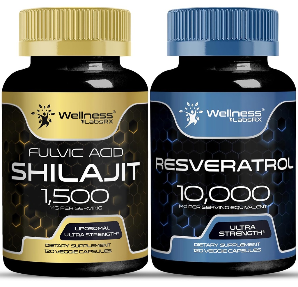WELLNESS LABSRX Resveratrol Capsules ile Shilajit Pure Himalaya Capsules