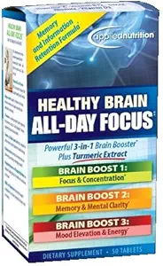 Uygulamalı Beslenme Sağlıklı Beyin All Day Focus, 50 Tablets Per Şişe (3 Pack)