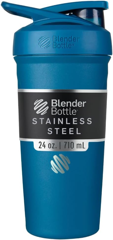 BlenderBottle Strada Shaker Cup, Paslanmaz Çelik Su Şişesini Wiresk, 24Ounce, Blue Blue Blue