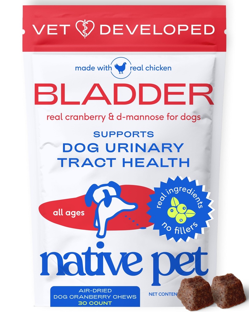 Yerli Pet Dog UTI Tedavisi - Köpekler için Cranberry Supplement Bladder Control & Kidney Desteği - Urinary Tract Enfeksiyonu ve Urinary Incontinence - Real Cranberry Extract - 30 Chews
