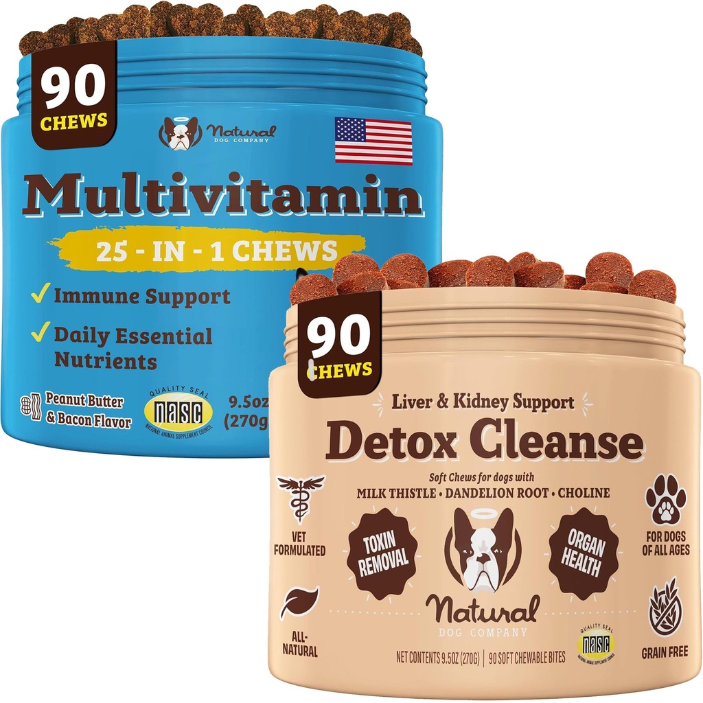 Doğal Köpek Şirketi Multivitamin & Liver & Kidney Chews Sche - Senior Dogs için Kapsamlı Sağlık Desteği, Geliştirilmiş Digestion, Radiant Skin & Coat, Easy to Administer
