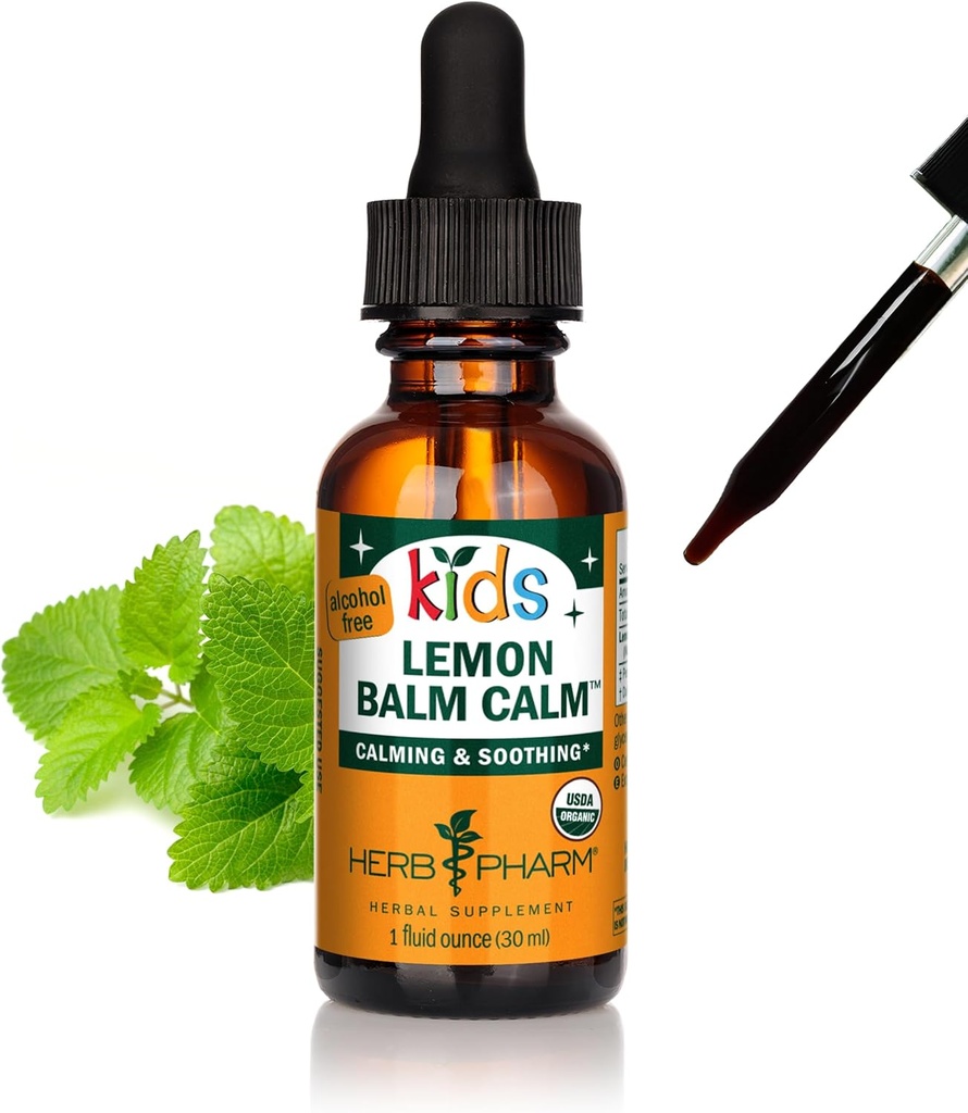 Herb Pharm Kids sertifikalı-Organic alkol-Free Lemon Balm Calm Liquid Extract, 1 Ounce (GLKLEMON01)