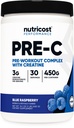 Nutricost Pre-C Pre-Workout Kompleks witht Tinaine (Mavi Rasberry | 30 Hizmet) Toz - Fintess Routines, 450g
