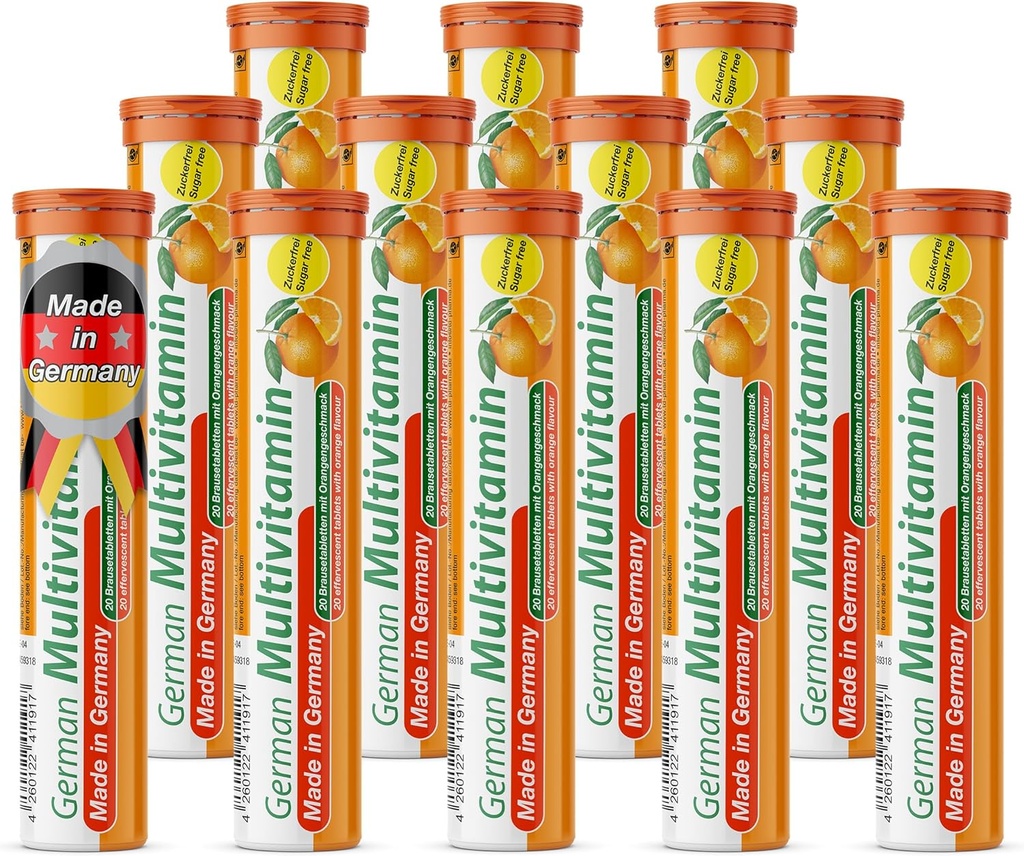 T&D Alman 10 Vitamini - 240 Vegan İçeren Tabletler - Orange Flavor - Almanya'da Made in Germany