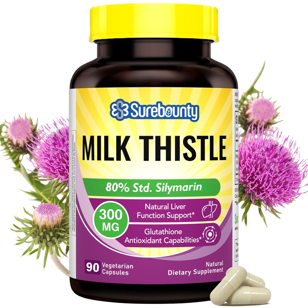 Organic Milk Thistle, Concentrated Seed Extract, 80% Silymarin, Liver Support Cleanse Detox, Fatty Liver Supplements, Non-GMO, No Gluten & Soy, 90 Veggie Caps, 3 Month Supply