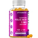 Vitamatic Folic Acid Gummies 1000 mcg (1 mg) - Anne ve Bebek için Temel Prenatal Vitaminler - B9-120 Vegan Gummies (1)