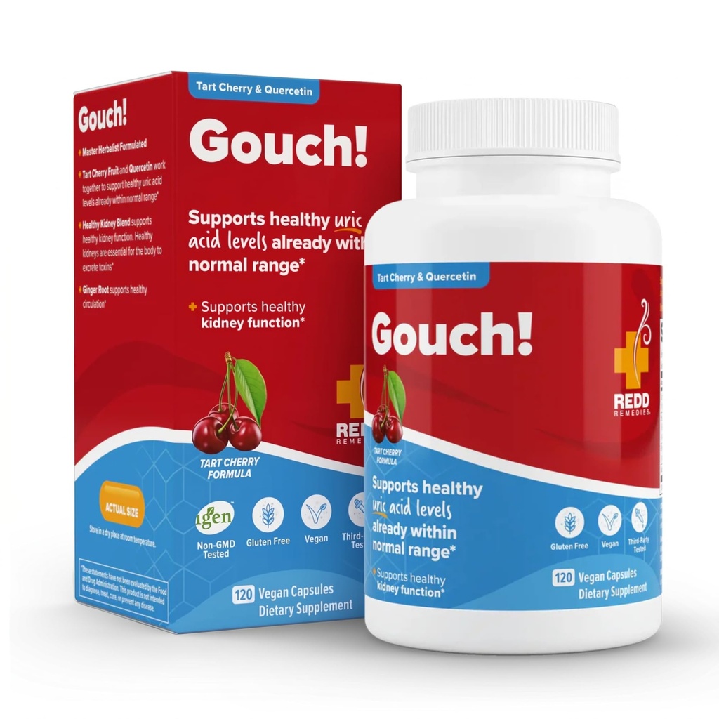 Redd Remedies, Gouch!, Ortaklar ve Uric Asit Seviyeleri için Tamam Destek, Sağlıklı Inflammatory Cevap, Tart Cherry & Quercetin, 120 Vegan Capsules