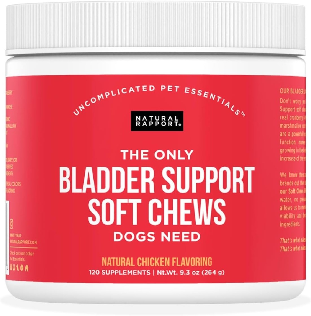 Doğal Rapport Dog Bladder Desteği - The Only Bladder Support Chews Dogs Need - The 120ct Supplements That Contain Cranberry and D- Mannose to Aid in Kidney Function