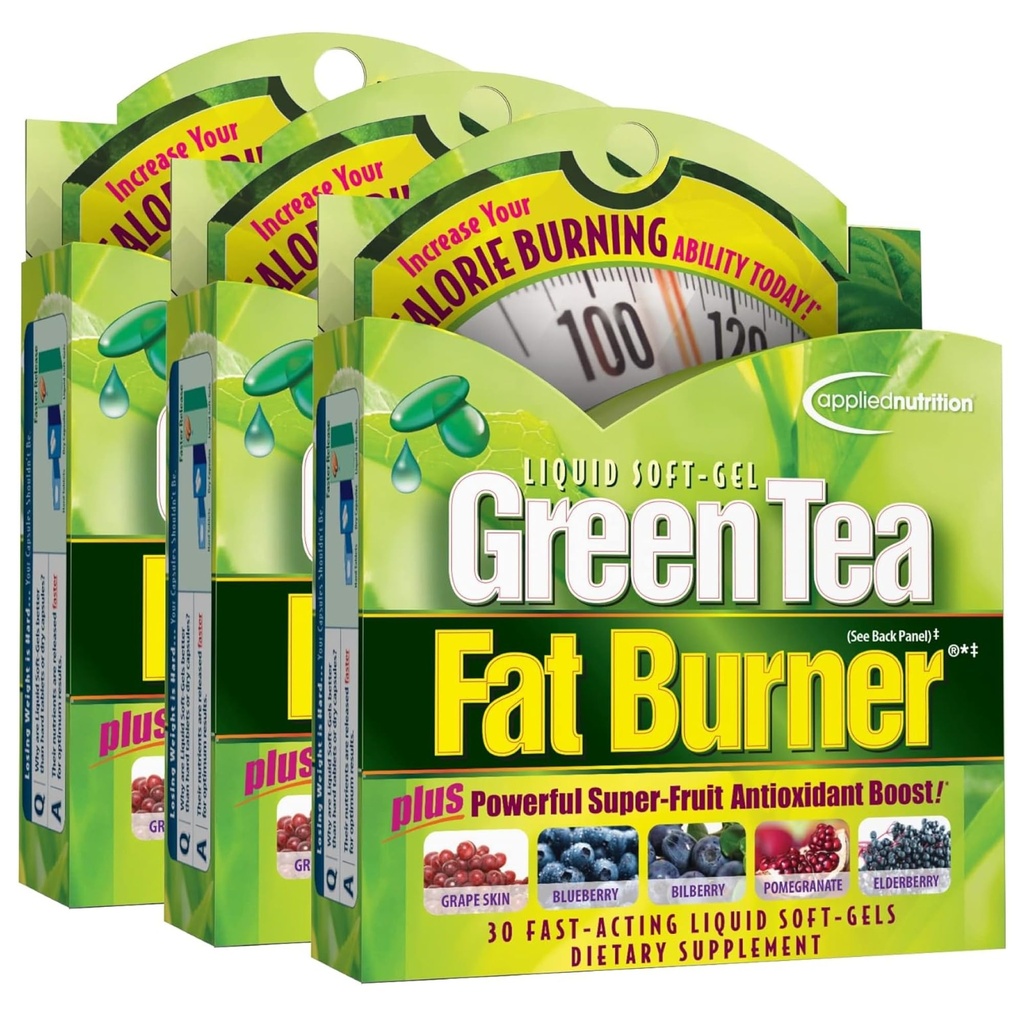 Uygulamalı Beslenme Green Tea Fat Burner - 30 Sıvı Yumuşak-Gelişme, 3 Paket - Calorie Yakma ve Malzeme Güçlü Antioksis - 45 Toplam Hizmetler