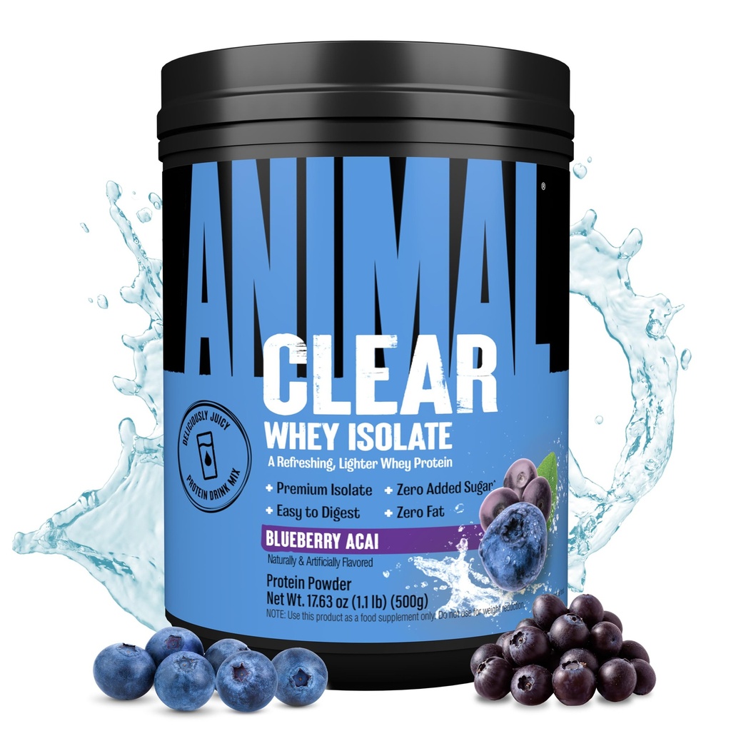 Clear Whey Isolate Protein Tozu - Digest ve Mix için kolay, 5g BCAA, Deliciously Juicy, Anytime Drink for Men and Women, Blueberry Acai 500g (20 hizmet)