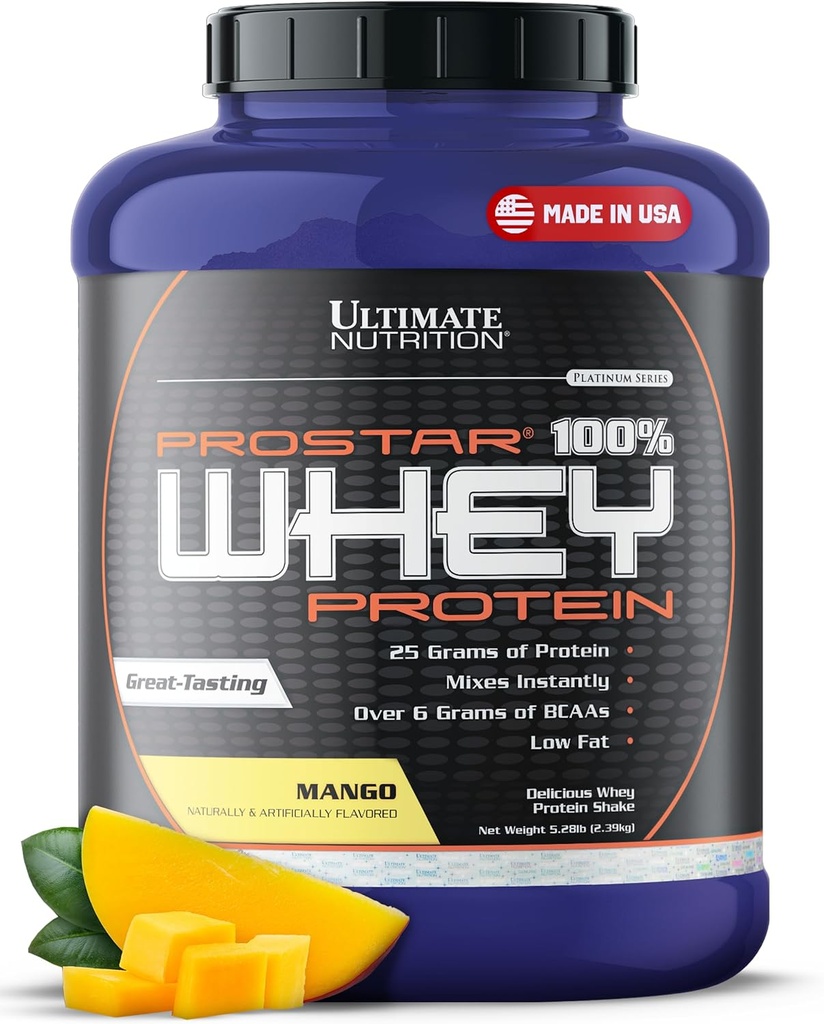 Ultimate Beslenme Prostar Whey Protein Toz Isolate, Mango - Low Carb, Yüksek Protein Toz Shake for Muscle Win & Recovery - Low sodyum, Low-Fat & Keto Friendly - 528 lbs Tuba