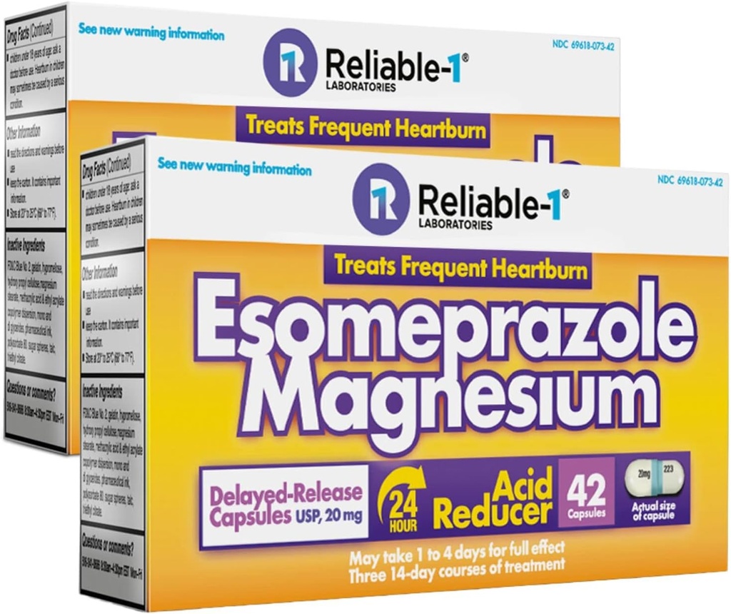 Güvenilir-1 Laboratuvarlar Esomeprazole 2Pack - Magnezyum Gecikme Kalpburn Yardımı için 20Mg Capsules for Frequent Heartburn Relief 84 Ct