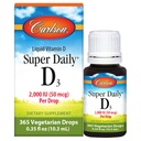 Carlson - Super Daily D3, Vitamin D Drops, 2,000 IU per Drop, 1-Year Supply, Vitamin D3 Sıvı, Kalp ve Immune Health, Vegetarian, Sıvı Vitamin D Drops, Unflavored, 365 Drops
