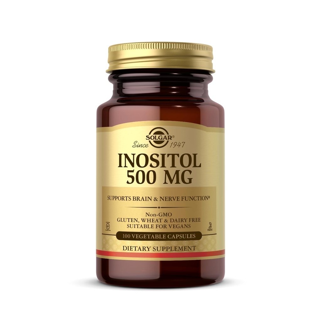 Solgar Inositol 500 mg - 100 Sebze Kapsülleri - Hücresel Fonksiyonlar ve Beyin Sağlığı - Vegan, Gluten Free, Süt Free, Kosher - 100 Hizmet