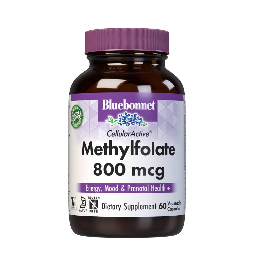 BlueBonnet Beslenme HücreleriActive Torchfolate 800 mcg - Quatrefolic ile formüle edildi - Enerji için, Mood ve Prenatal Sağlık - Vegan, Gluten-Free, Non-GMO, ve Kosher - 60 Capsules - 60 Hizmetler