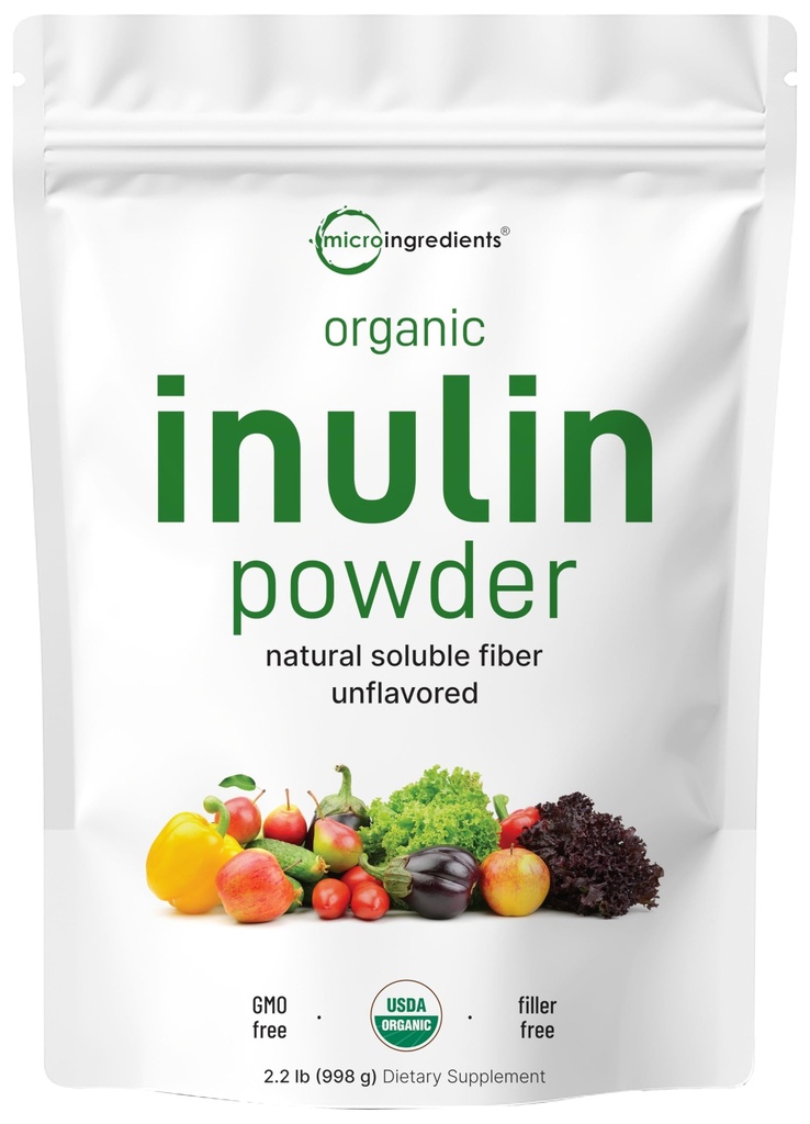 Micro Materialss Organic Inulin FOS Fiber Toz, 2.2 lb | Hızlı Su-plastik Prebiyotik Intestinal & Colon Health | Natural Fiber for Smoothies & Drinks | Vegan Friendly Friendly Friendly
