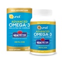 Qunol Advanced Omega 3 Krill ve Fish Oil Kompleksi, 10x Better Bioavailability, One Pill Dose, 250 mg EPA & DHA, Supports Brain, Eye, Heart and Joint Health, 60 Count (Pack of 1)