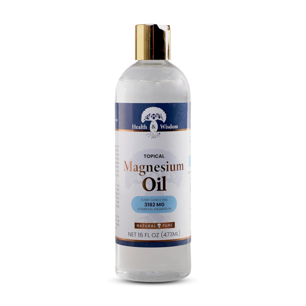 Sağlık ve Bilge Saf Magnezyum Yağı - Topical Muscle & Joint Relief- Natural and Pure Skin Moistizer - Geliştirilmiş Abvitamin - 16 fl oz