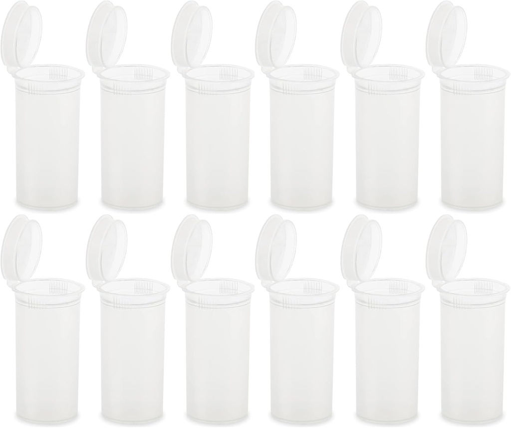 12 Pack Boş Plastik Pill Şişes with Caps, Airtight Multi-Purpose 13 Dram Pill Konteyner with Pop Top Caps for Medicines, Supplements, or Any Small Materials (Clear Mix)