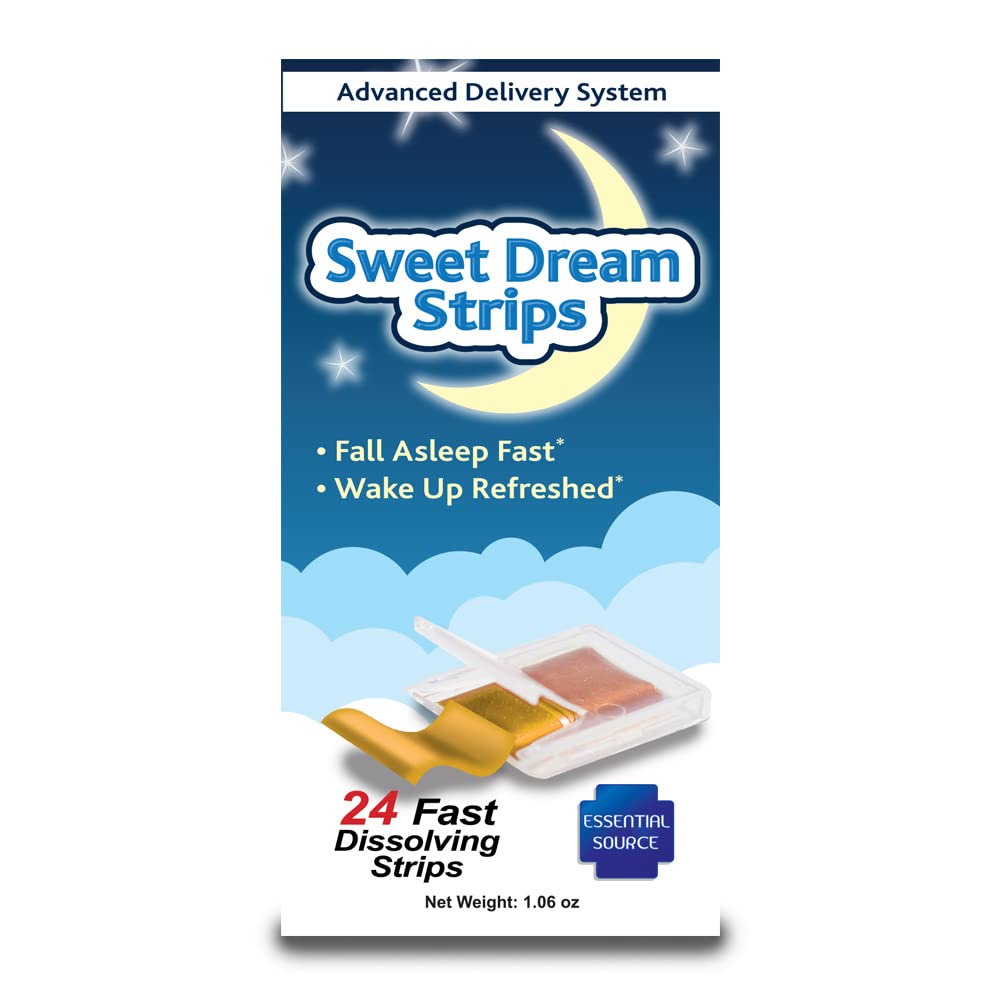 Temel Kaynak Sweet Dream Oral Sleep Strips with Melatonin, Piper Methysticum ve Huperzine A - Herbal Fast Dissolve Mouth Strips for sleep - Deep Sleep Support Supplement - 24 Count