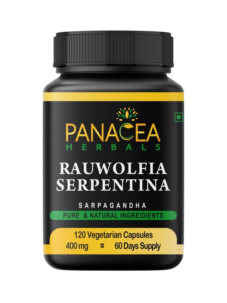 Panacea Herbals Rauwolfia Yılanina Capsules (120 Kont 400 mg Veg Caps) Sarpagandha Vati, Hint Yılanı