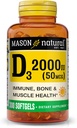 MASON NATURAL Vitamin D3 2,000 IU Ultra Güçlü, Kemik Yoğunluğu, Güçlü ve Immune Health, 300 Softgels