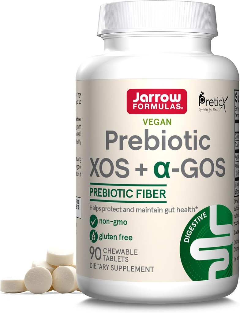 Jarrow Formulas Prebiyotik XOS + GOS - Fiber Kompleksi - 90 Chewable Tabletler - Enriches & Nourishes Gut Microbiome - Beneficial Bakterilerin Büyümesi - 30 Hizmetler