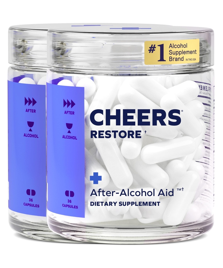 Cheers Restore | Tamam with DHM + L-Cysteine | Feel Better After Drink & Support Your Liver | 24 Dos | Dihidrmyricetin, Cysteine, Milk Thistle, Prickly Pear, B-Vitamins, Ginger
