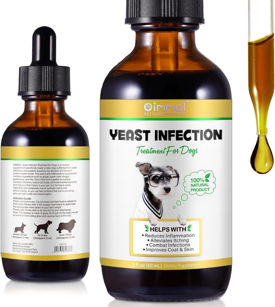 Natural Yeast Infection Treatment for Dogs - Supports Healthy Itch Relief & Inflammation - Dog Ear Infection Treatment & Allergy Relief - Itch Relief for Dogs, Dog Ear Treatment for Infections-2 fl oz