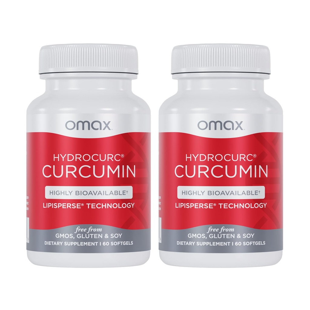 Omax3 2 Pack- HydroCurc Turmeric Curcumin Softgels, Highly Bioavailable MCT Oil Nanoparticle for Potency & Absorption, Joint Health, 120 Softgels
