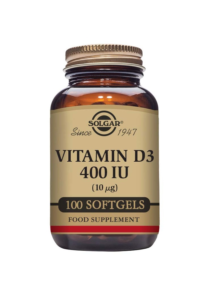 Solgar Vitamin D3 (Cloncalciferol) 10 MCG (400 IU), 100 Softgels - Bones & Teeth - Immune System Support - Non-GMO, Gluten Free, Dairy Free - 100 Hizmet