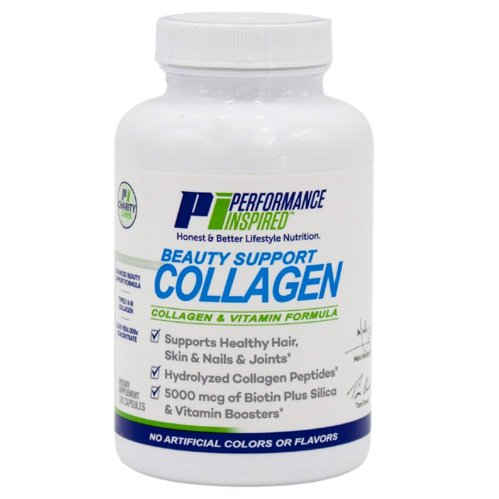 Performans Inspired Nutrition Collagen Capsules – Ortak, Skin, Nails & Beauty Support – 5000mcg Biotin, Silica, Aloe Vera & Collagen, – 120 Kont