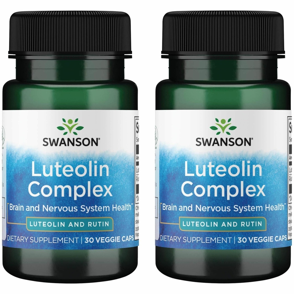 Swanson Luteolin Kompleks w/Rutin - Beyin Destek Tamamlayıcı Memory, Mood & Cognitive Health - Doğal Formula Nervous System - (30 Veggie Capsules) 2 Pack