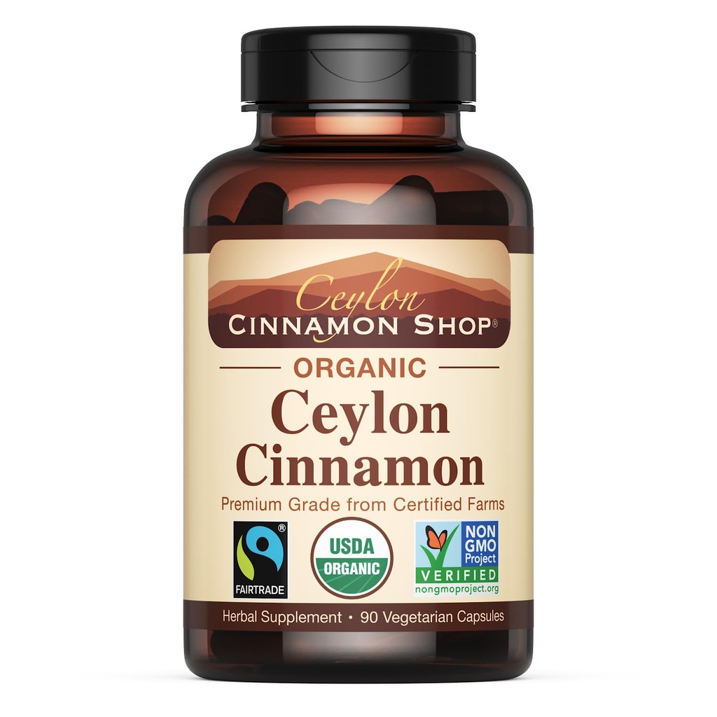 Ceylon Cinnamon Shop Organik Ceylon Cinnamon (% 100 sertifikalı) Tamam, 90 Capsules