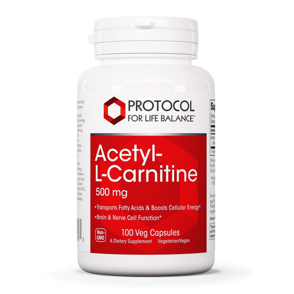 Protokol Acetyl- L-Carnitine 500 mg - Enerji Supplement, Nerve ve Beyin Desteği - 100 Veg Caps