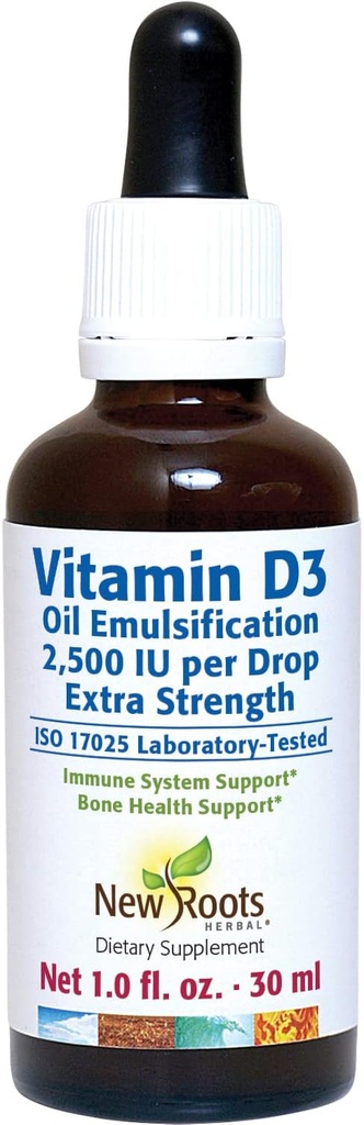Yeni Kökler | Yetişkinler için D 2500 IU Drops (30 ML), Hızlı Abhidrasyon, Etkili Immune System Support Supplement